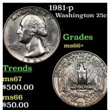 1981-p Washington Quarter 25c Grades GEM++ Unc