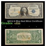 1957A $1 Blue Seal Silver Certificate Grades vf+