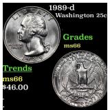 1989-d Washington Quarter 25c Grades GEM+ Unc
