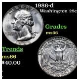 1986-d Washington Quarter 25c Grades GEM+ Unc