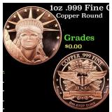1oz .999 Fine Copper Bullion Round - Statue of Lib