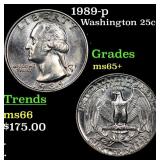 1989-p Washington Quarter 25c Grades GEM+ Unc
