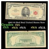 1963 $5 Red Seal United States Note Grades vf+