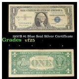 1957B $1 Blue Seal Silver Certificate Grades vf+