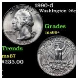 1990-d Washington Quarter 25c Grades GEM++ Unc