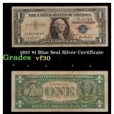 1957 $1 Blue Seal Silver Certificate Grades vf++