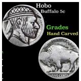 Hobo Buffalo Nickel 5c Grades Hand Carved