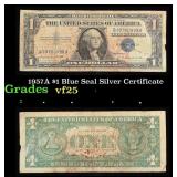 1957A $1 Blue Seal Silver Certificate Grades vf+