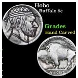 Hobo Buffalo Nickel 5c Grades Hand Carved