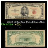 1953B $5 Red Seal United States Note Grades vf++
