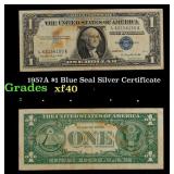 1957A $1 Blue Seal Silver Certificate Grades xf