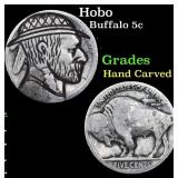 Hobo Buffalo Nickel 5c Grades Hand Carved