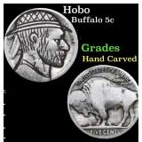 Hobo Buffalo Nickel 5c Grades Hand Carved