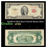 1953B $2 Red Seal United States Note Grades xf