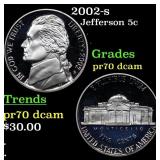 2002-s Proof Jefferson Nickel 5c GEM++ Proof Deep