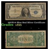 1957B $1 Blue Seal Silver Certificate Grades vf+