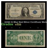 1935G $1 Blue Seal Silver Certificate Grades vf++