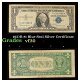 1957B $1 Blue Seal Silver Certificate Grades vf++