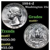 1984-d Washington Quarter 25c Grades GEM++ Unc