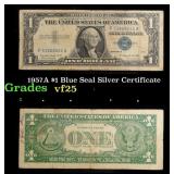 1957A $1 Blue Seal Silver Certificate Grades vf+