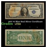 1957 $1 Blue Seal Silver Certificate Grades vf++
