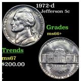 1972-d Jefferson Nickel 5c Grades GEM++ Unc