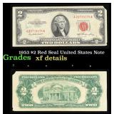 1953 $2 Red Seal United States Note Grades xf deta