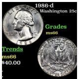 1986-d Washington Quarter 25c Grades GEM+ Unc