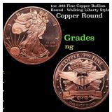 1oz .999 Fine Copper Bullion Round - Walking Liber