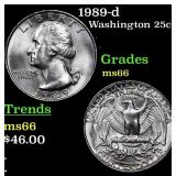 1989-d Washington Quarter 25c Grades GEM+ Unc