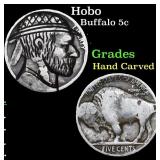 Hobo Buffalo Nickel 5c Grades Hand Carved