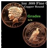 1oz .999 Fine Copper Bullion Round - Peace Dollar