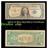1957A $1 Blue Seal Silver Certificate Grades vf++