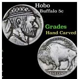 Hobo Buffalo Nickel 5c Grades Hand Carved