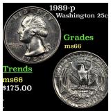 1989-p Washington Quarter 25c Grades GEM+ Unc