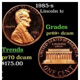 1985-s Proof Lincoln Cent 1c Grades GEM++ Proof De