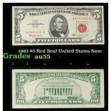 1963 $5 Red Seal United States Note Grades Choice