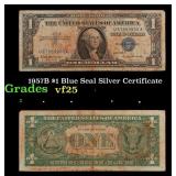 1957B $1 Blue Seal Silver Certificate Grades vf+