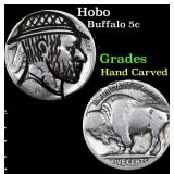 Hobo Buffalo Nickel 5c Grades Hand Carved