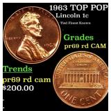 1963 Proof Lincoln Cent TOP POP! 1c Graded pr69 rd