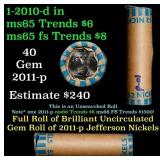 BU Shotgun Jefferson 5c roll, 2010-d 40 pcs Bank $