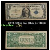 1957B $1 Blue Seal Silver Certificate Grades vf++