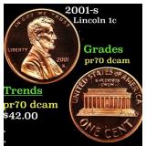 2001-s Proof Lincoln Cent 1c Grades GEM++ Proof De