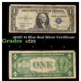 1935C $1 Blue Seal Silver Certificate Grades vf+