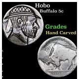 Hobo Buffalo Nickel 5c Grades Hand Carved