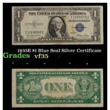 1935E $1 Blue Seal Silver Certificate Grades vf++