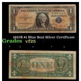 1957B $1 Blue Seal Silver Certificate Grades vf+