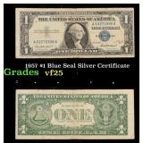 1957 $1 Blue Seal Silver Certificate Grades vf+