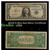 1957B $1 Blue Seal Silver Certificate Grades vf+