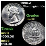1986-d Washington Quarter 25c Grades GEM++ Unc
